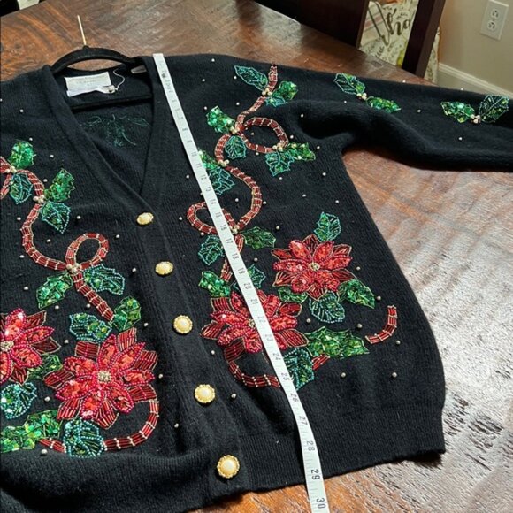 MARISA CHRISTINA CLASSIC Christmas Collection Embellished Cardigan Sweater 1994 - Picture 8 of 12